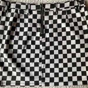Checker-print mini skirt